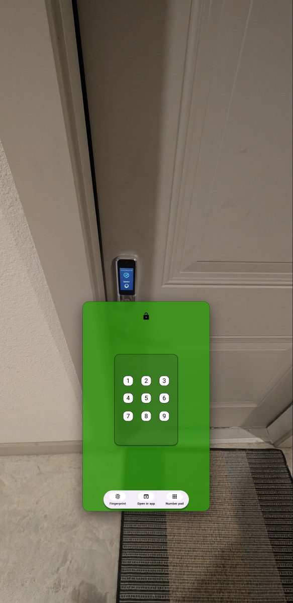 Better Safe — AR keypad projected on a real door, unlocked state
