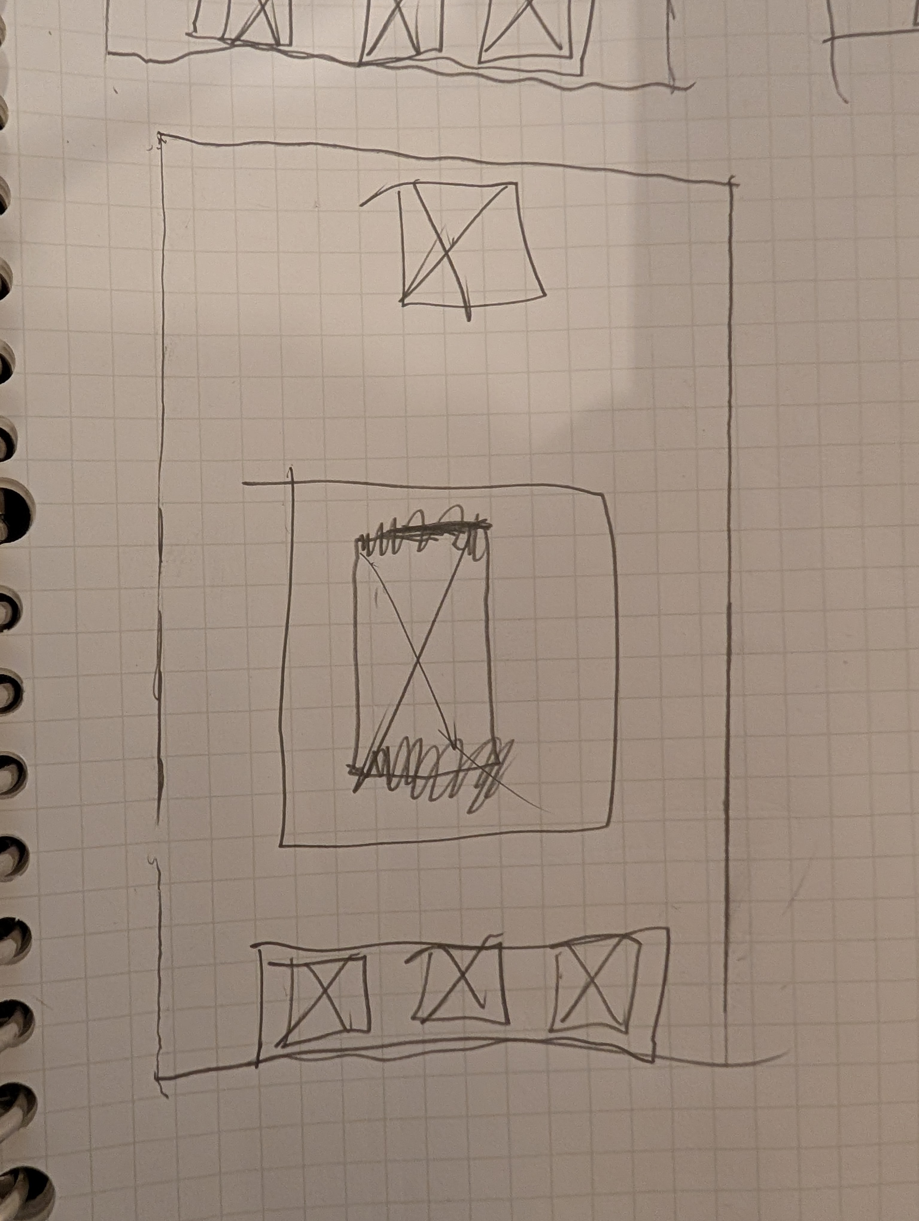 Paper wireframes — phone tap unlock flow