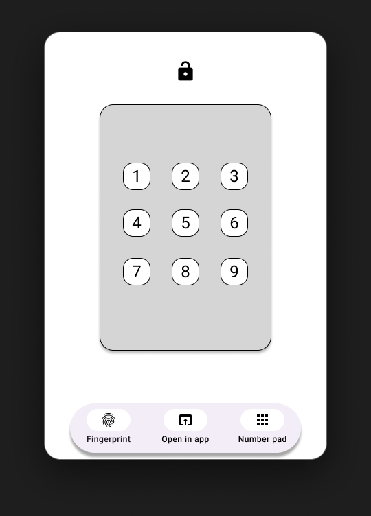 Digital wireframe — keypad screen