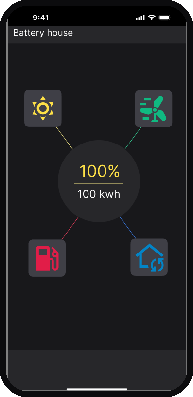 Battery House app main screen