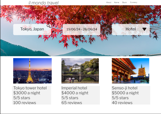 Il Mondo Travel — booking page hi-fi mockup