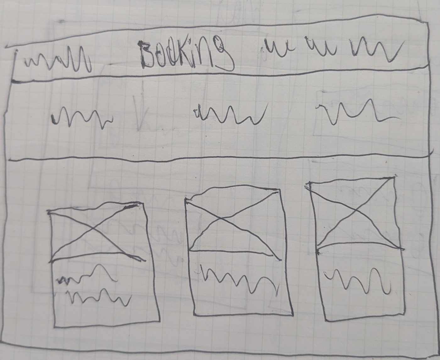 Il Mondo Travel — hand-drawn paper wireframe sketch for the booking page
