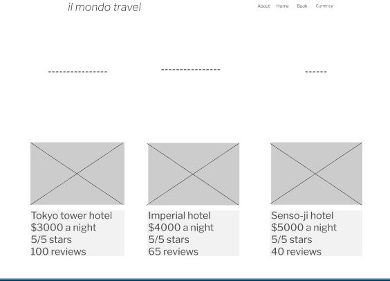 Il Mondo Travel — booking page wireframe
