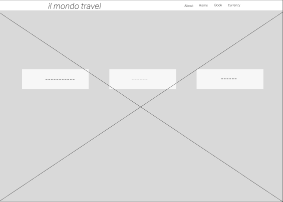 Il Mondo Travel — home page wireframe