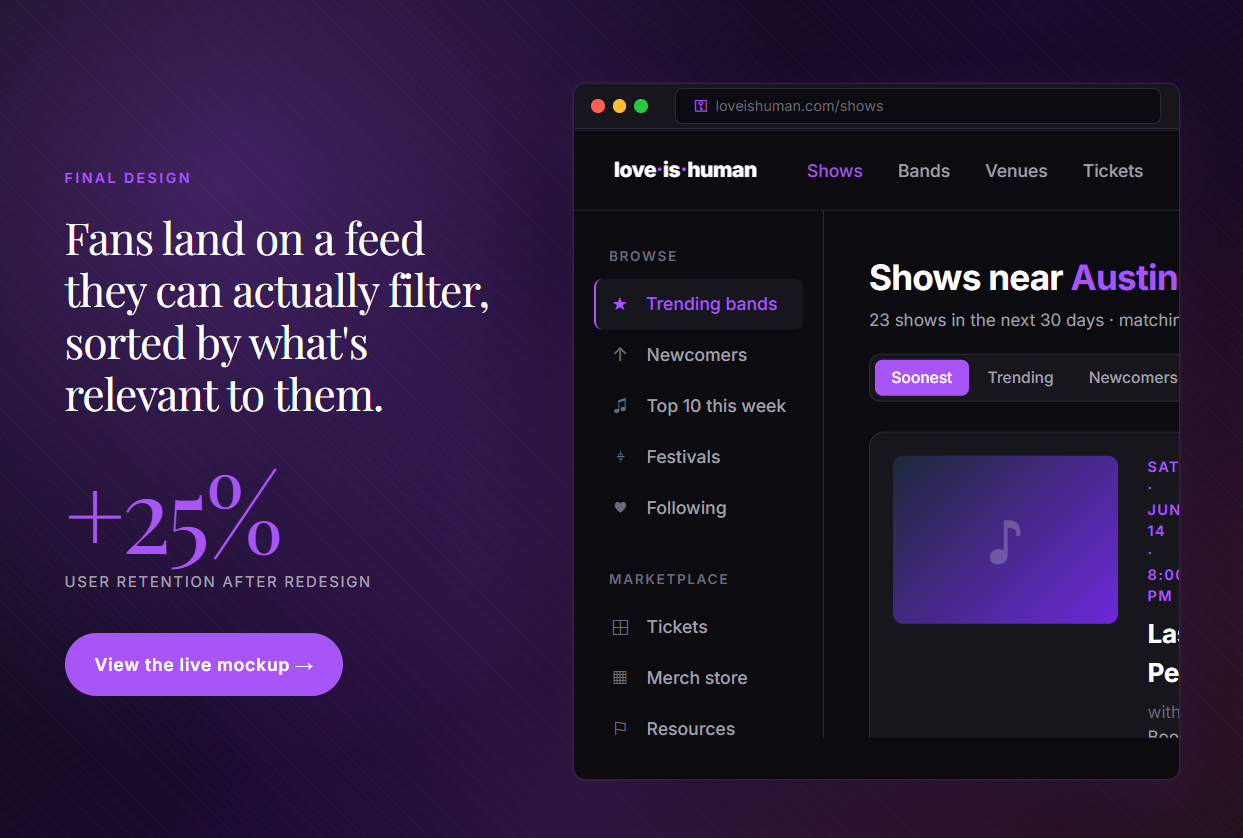 Love Is Human — band discovery platform