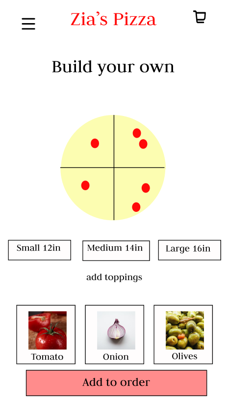 Zia Pizza — Build your own screen